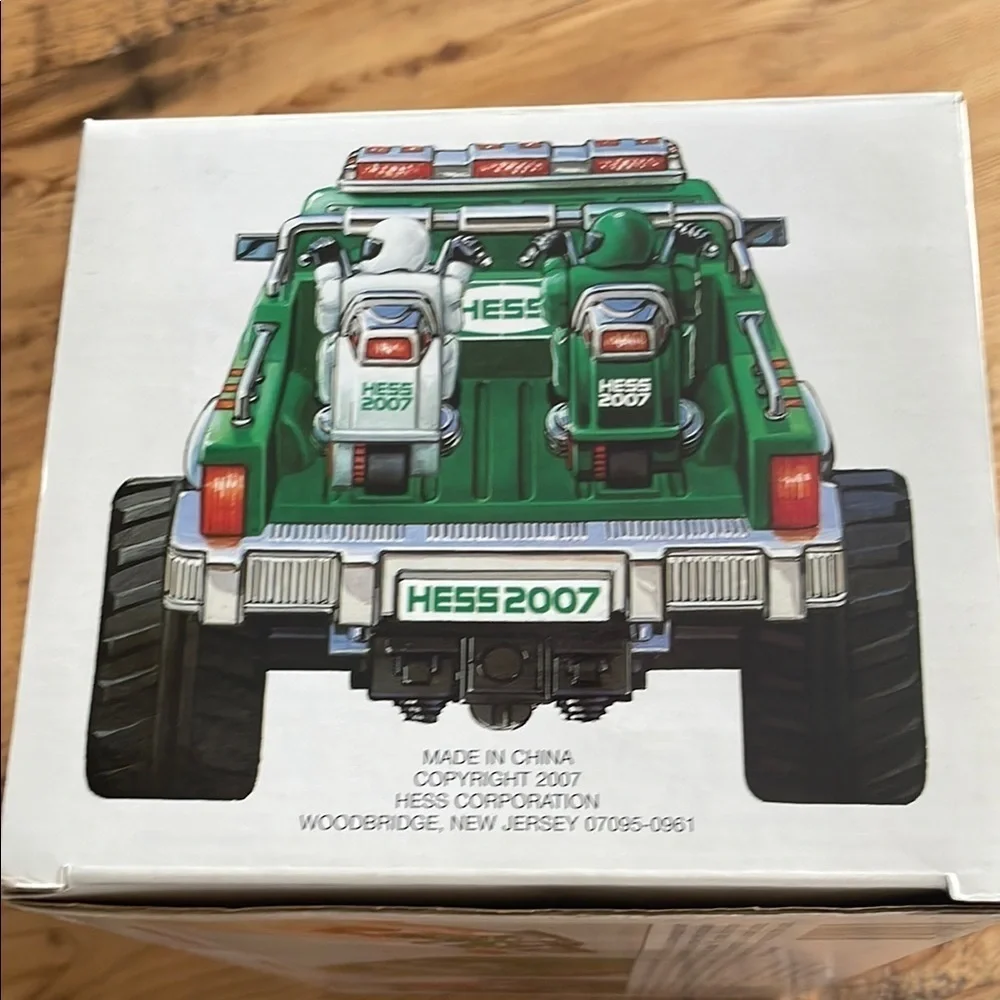 Monster Truck with Motorcycles - Green and White 2007 collectible with box